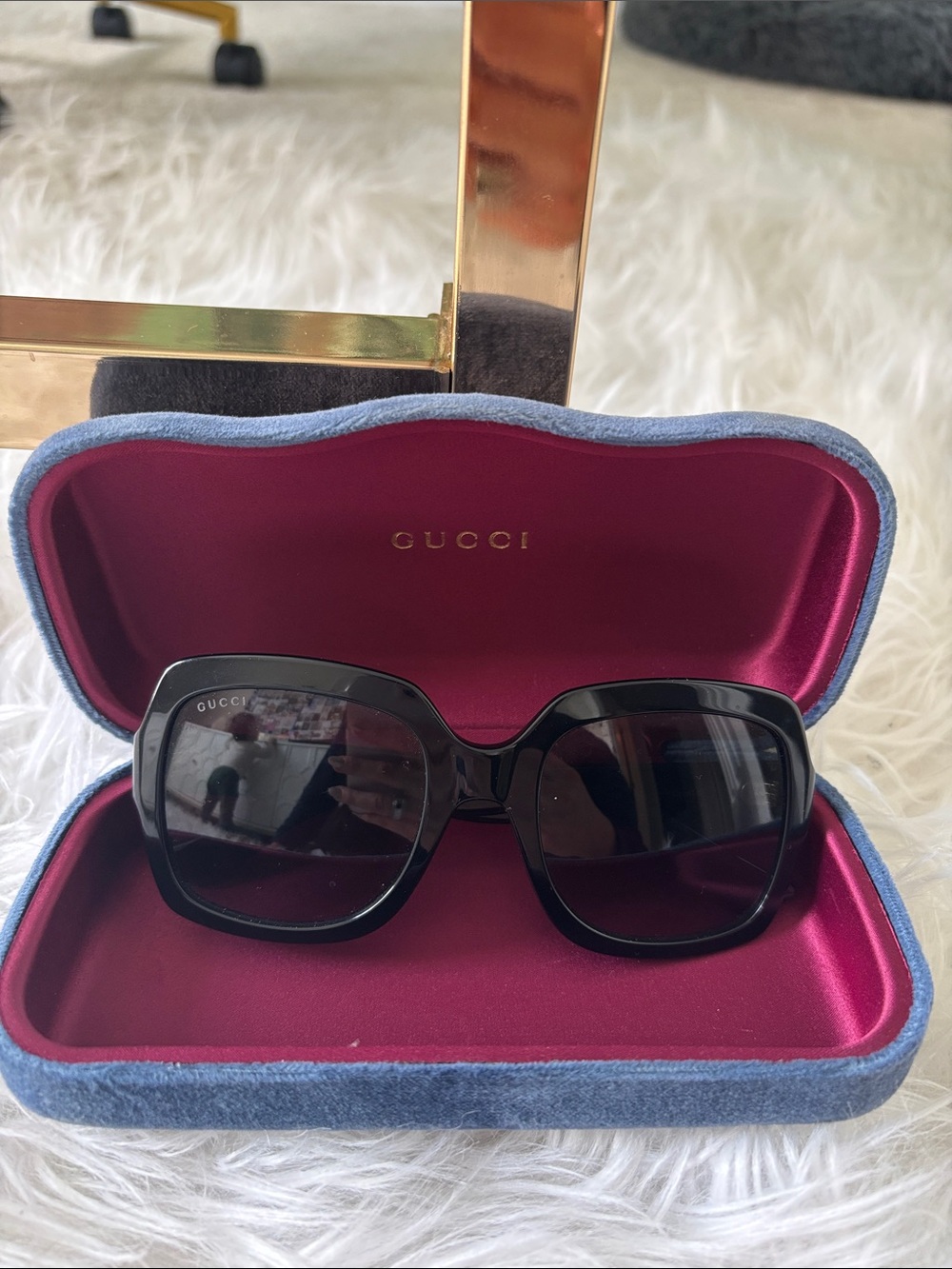 Gucci Black Oversized Square Frame Sunglasses